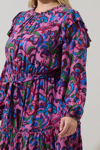 Valier Floral Balloon Sleeve Blouson Dress Curve