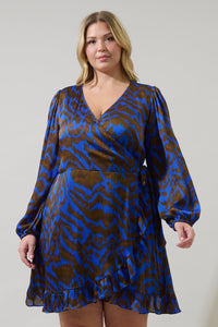 Krista Abstract Mini Wrap Dress Curve