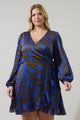 Krista Abstract Mini Wrap Dress Curve