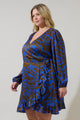 Krista Abstract Mini Wrap Dress Curve