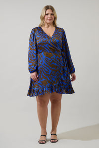 Krista Abstract Mini Wrap Dress Curve