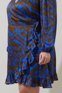 Krista Abstract Mini Wrap Dress Curve