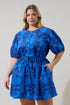 Romery Abstract Alba Puff Sleeve Mini Dress Curve