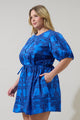 Romery Abstract Alba Puff Sleeve Mini Dress Curve