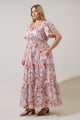 Hendry Floral Palmer Poplin Tiered Maxi Dress Curve