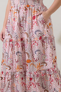 Hendry Floral Palmer Poplin Tiered Maxi Dress Curve