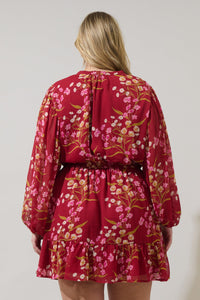 Ginnie Floral Paxton Balloon Sleeve Mini Dress Curve