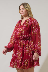 Ginnie Floral Paxton Balloon Sleeve Mini Dress Curve