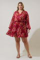Ginnie Floral Paxton Balloon Sleeve Mini Dress Curve