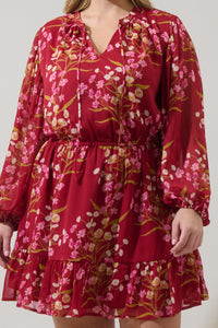 Ginnie Floral Paxton Balloon Sleeve Mini Dress Curve