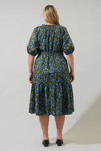 Solvay Floral Wynette Tiered Midi Dress Curve