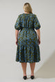 Solvay Floral Wynette Tiered Midi Dress Curve