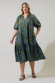 Solvay Floral Wynette Tiered Midi Dress Curve