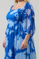 Seabloom Floral Amaretto Puff Sleeve Midi Dress Curve