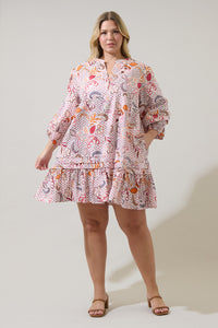 Hendry Floral Velma Ruffle Shift Dress Curve