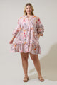 Hendry Floral Velma Ruffle Shift Dress Curve