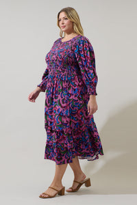 Valier Floral Ludlow Smocked Midi Dress Curve