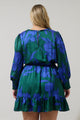 Busbee Floral Sevilla Satin Ruffle Dress Curve