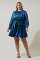 Busbee Floral Sevilla Satin Ruffle Dress Curve