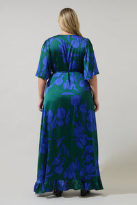 Busbee Floral Abelia Hi-Low Maxi Wrap Dress Curve