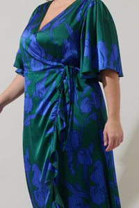 Busbee Floral Abelia Hi-Low Maxi Wrap Dress Curve
