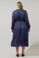 Krista Abstract Fabiola Split Neck Midi Dress Curve