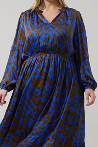 Krista Abstract Fabiola Split Neck Midi Dress Curve