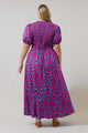 Ivani Abstract Brenty Smocked Midi Dress Curve