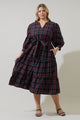 Chapman Plaid Yanis Button Up Midi Dress Curve