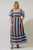 Evabelle Stripe Xena Puff Sleeve Maxi Dress Curve