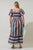 Evabelle Stripe Xena Puff Sleeve Maxi Dress Curve