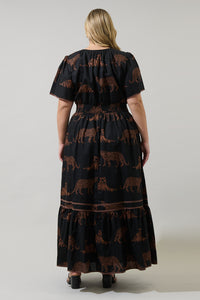 Zenzi Jungle Ordy Smocked Midi Dress Curve