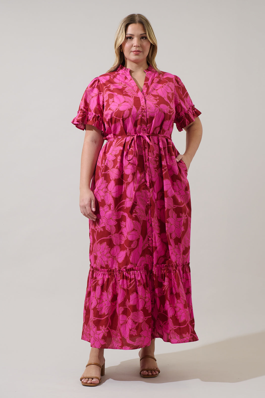 button up dresses for women The Green Lapel Floral Midi Dress This short sleeve dress features a loose fitting that flatters your figure while keeping you comfy all day Women Shirt Dress Long Sleeve
