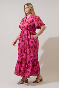 Craney Floral Alna Button Up Midi Dress Curve
