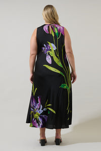 Varkey Floral Saisha Satin Midi Dress Curve