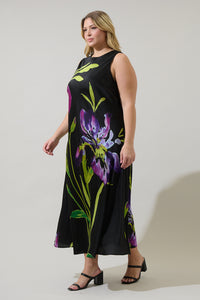 Varkey Floral Saisha Satin Midi Dress Curve