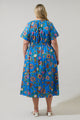 Anabelle Floral Fatima Ruffle Midi Dress Curve