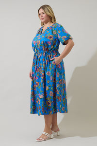 Anabelle Floral Fatima Ruffle Midi Dress Curve