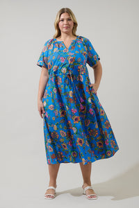 Anabelle Floral Fatima Ruffle Midi Dress Curve