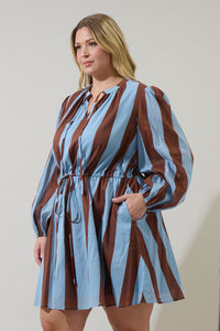 Evabelle Stripe Viany Shift Mini Dress Curve