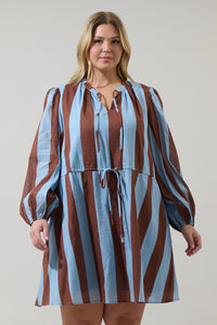 Evabelle Stripe Viany Shift Mini Dress Curve