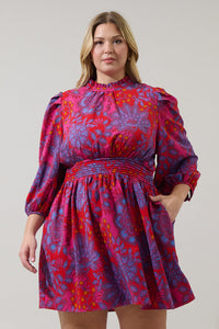 Darret Floral Esmae Pleated Mini Dress Curve