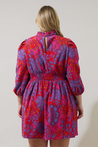 Darret Floral Esmae Pleated Mini Dress Curve