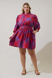 Darret Floral Esmae Pleated Mini Dress Curve