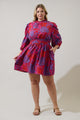 Darret Floral Esmae Pleated Mini Dress Curve