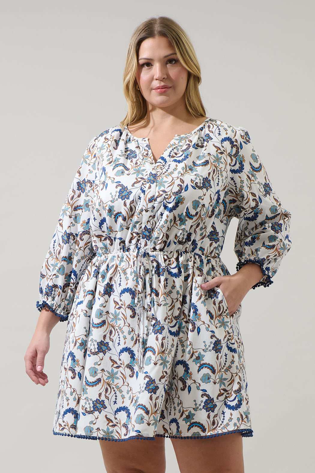 Ralston Floral Kennady Shift Mini Dress Curve OFF-WHITE-MULTI / 3X