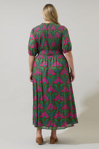 Evanna Floral Bermy Smocked Maxi Dress Curve