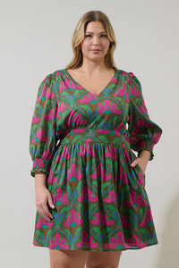Evanna Floral Yolis Smocked Mini Dress Curve