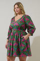Evanna Floral Yolis Smocked Mini Dress Curve