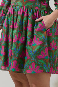 Evanna Floral Yolis Smocked Mini Dress Curve